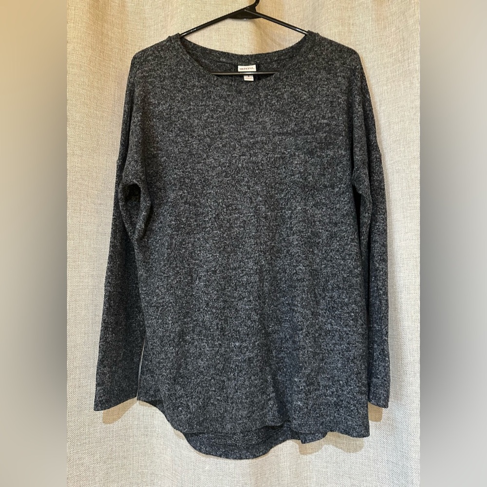 Merona•women’s long sleeved top•size small•heathered/marled charcoal gray•rayon
